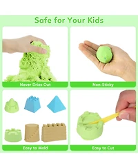 homfan 43Pieces Construction Sand Toy Set for Kids - 3lbs Play Sand, 6 Mini Trucks, Castle Molds, Tools, Collapsible Sandbox and Storage Bin
