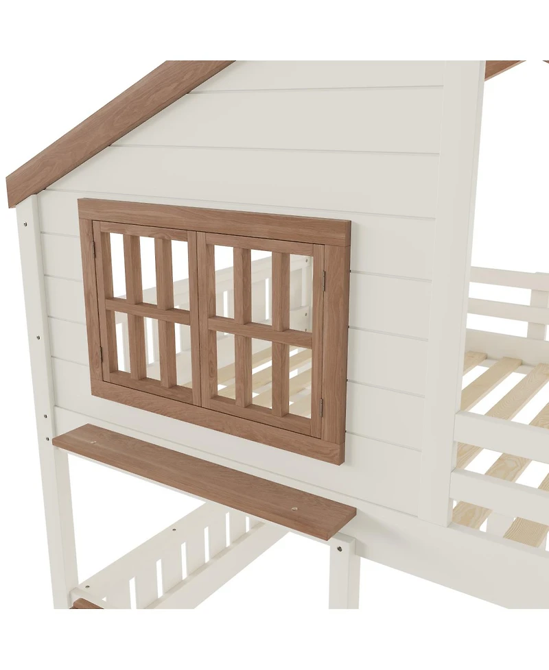 Streamdale Furniture House Bunk Bed With Bookshelf