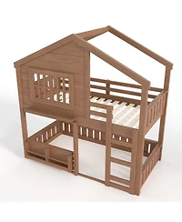 Streamdale Furniture Bunk Bed With Bookshelf and Safety Rail
