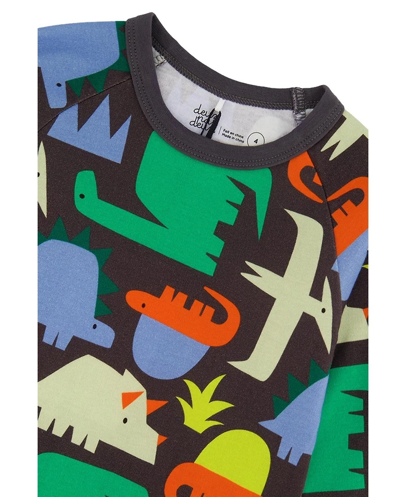 Deux par Deux Kids&baby(6-12)Little and Big Boy Cotton Two Piece Pajama Set Dinosaur Print