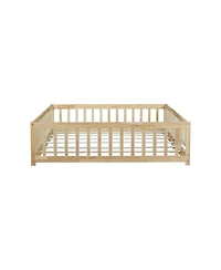 Streamdale Furniture Floor Bed with Fence, Door, Rubber Wood