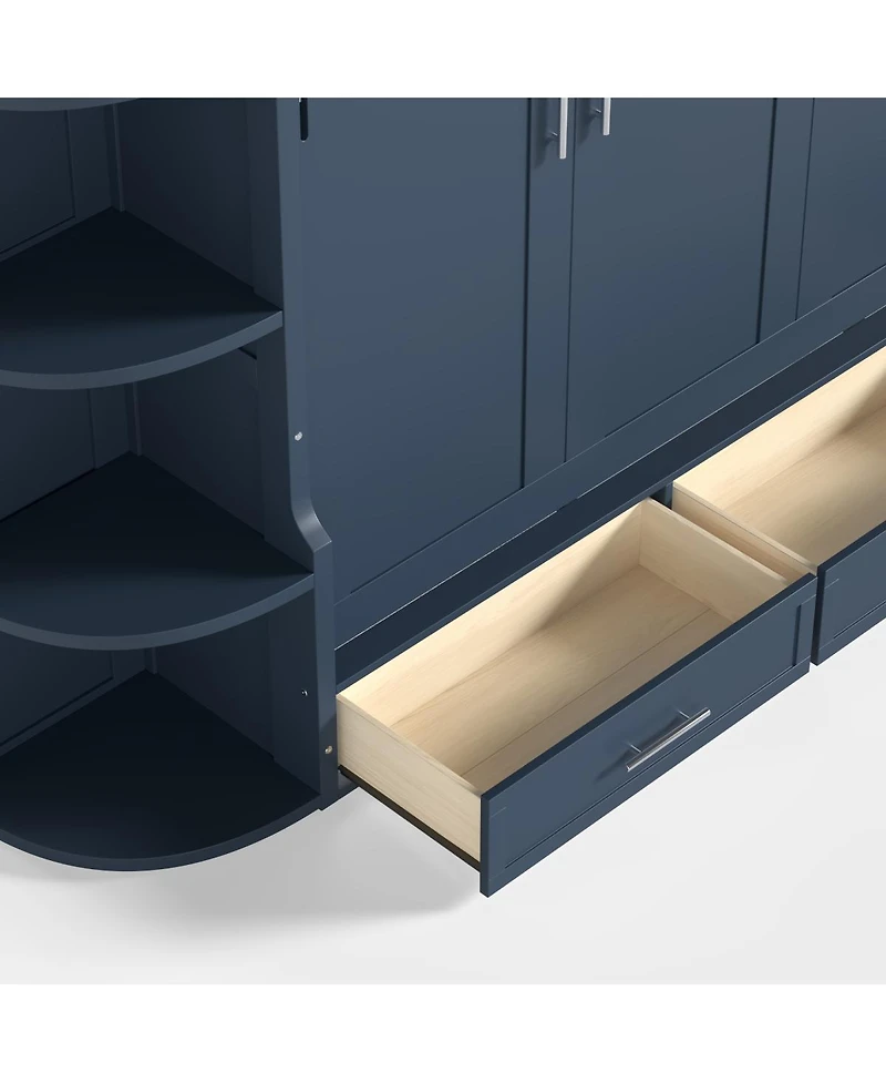 Streamdale Furniture Murphy Bed with Shelf, Cabinets, Drawers, Office Space Saver