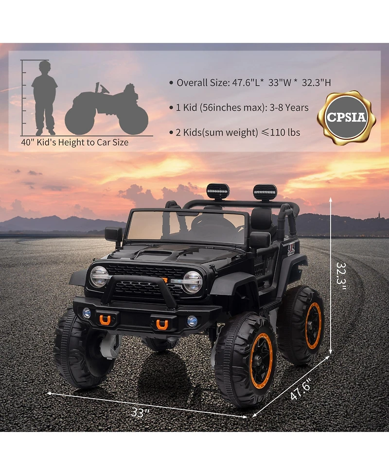 homfan 24v 2 Seater Electric Ride On Truck, 4 Wheel Battery Powered Car Toy with Remote Control for Boys and Girls Ages 3 to 8