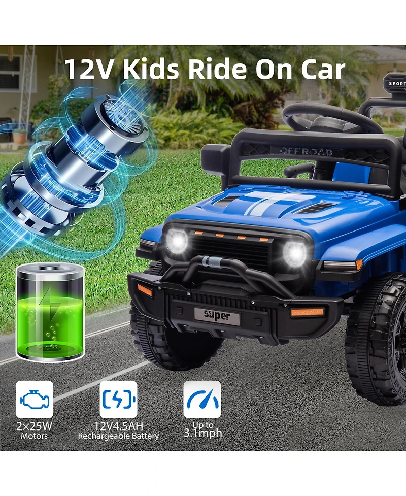 homfan 12V Plastic and Metal Remote-Control Spring-Suspension Ride-On Truck, Ages 3-5