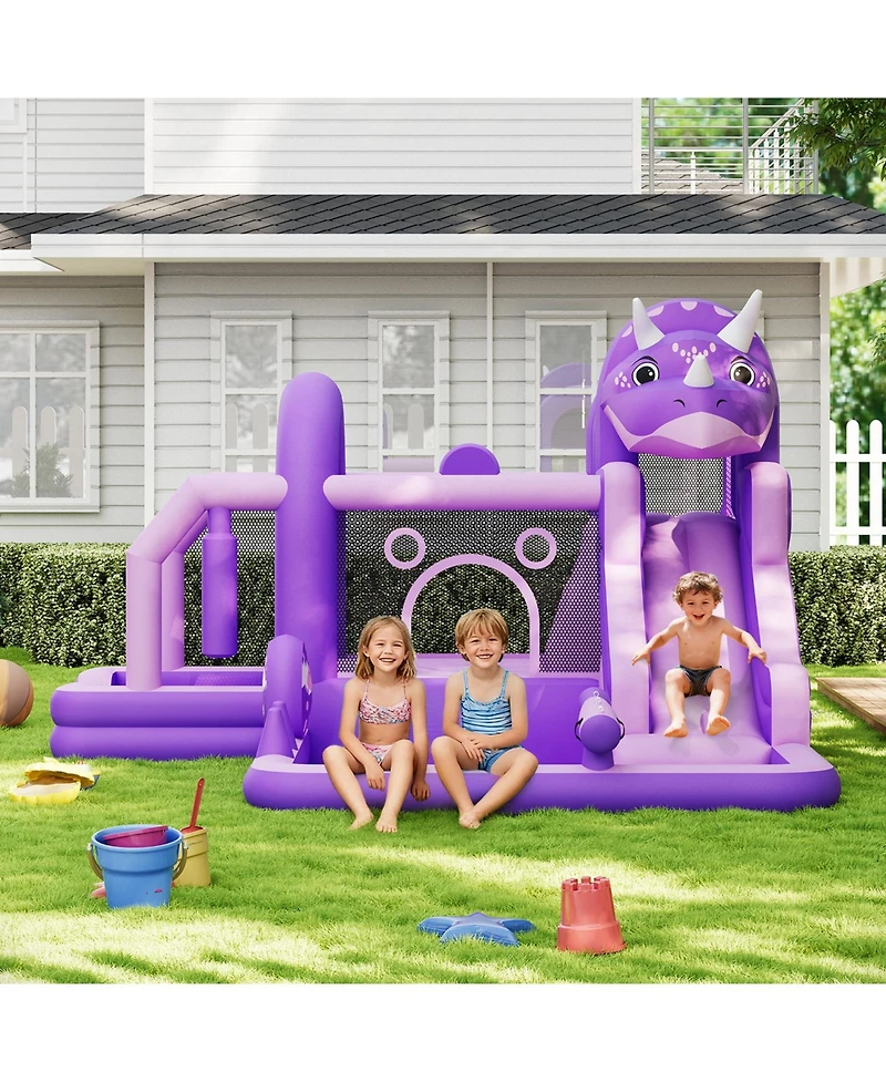 homfan Dinosaur Bounce House, 148"L x 150"W x 100"H, Oxford Cloth with Slide & Climbing Wall, 250 Lbs Capacity, Ages 3+