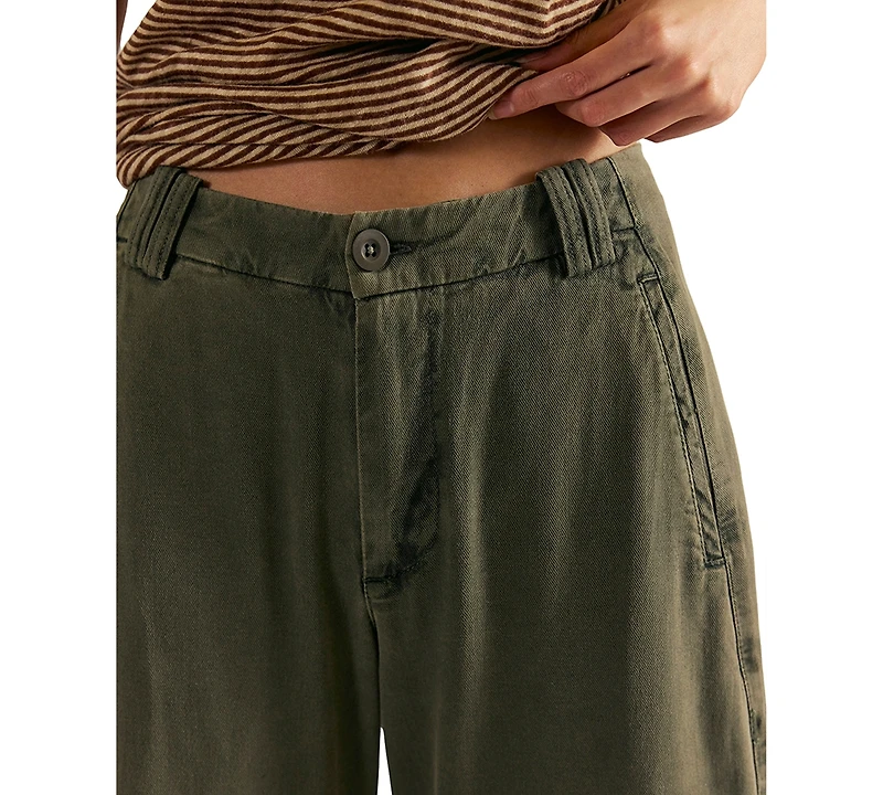 Free People Women's Mid-Rise Slouchy Barrel-Leg Trousers