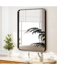Koonmi Rounded Corner Bathroom Mirror with Deep-Set Aluminum Frame