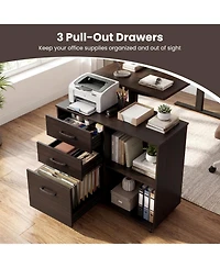 Mecale 3-Drawer Mobile Lateral File Cabinet and Printer Stand, Espresso