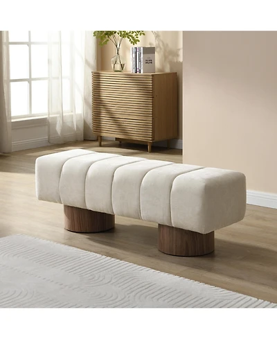 sumyeg Chenille Upholstered Dining Bench for Room, Bedroom, Entryway or Living 300 lbs Weight Capacity