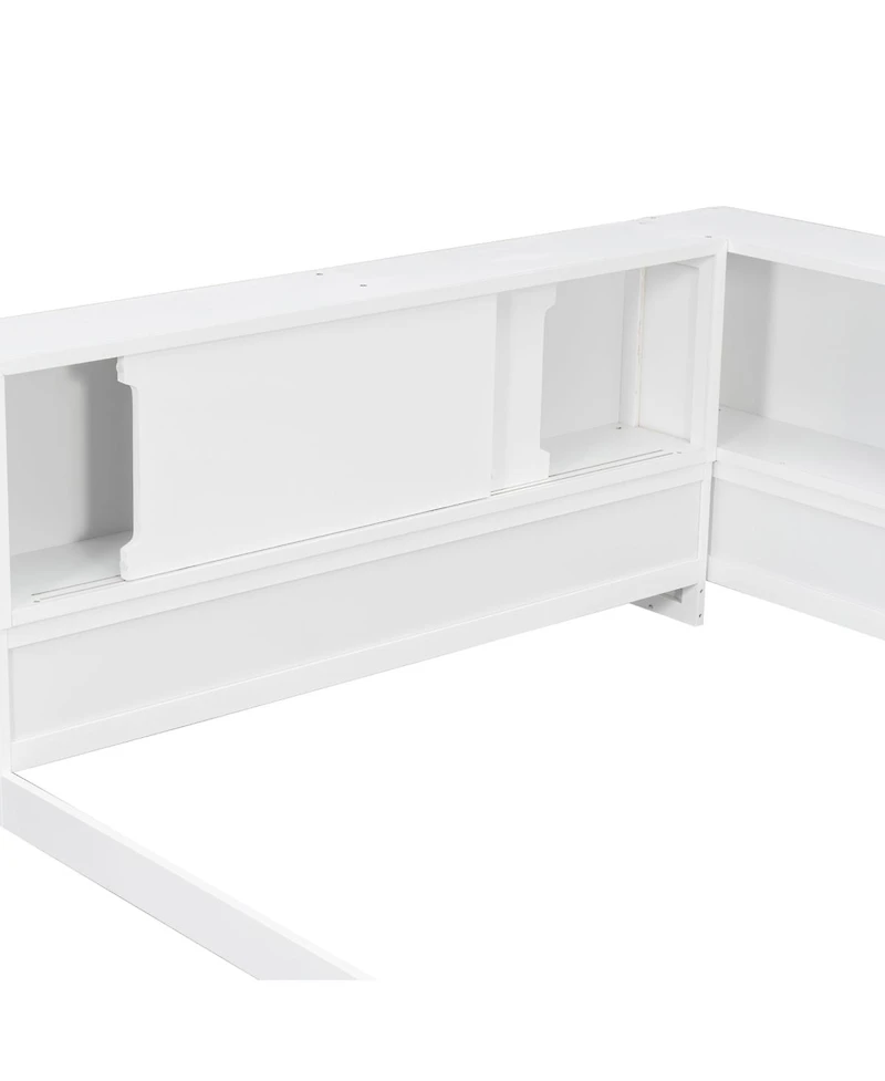 Streamdale Furniture Wood Daybed with Storage Shelves, Usb and Led