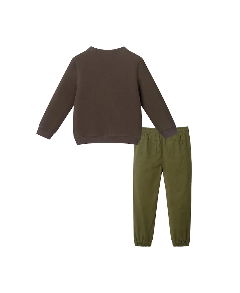 Andy & Evan Toddler Boys 2T -8 Toddler/Child Truck Applique Sweater Twill Jogger Set