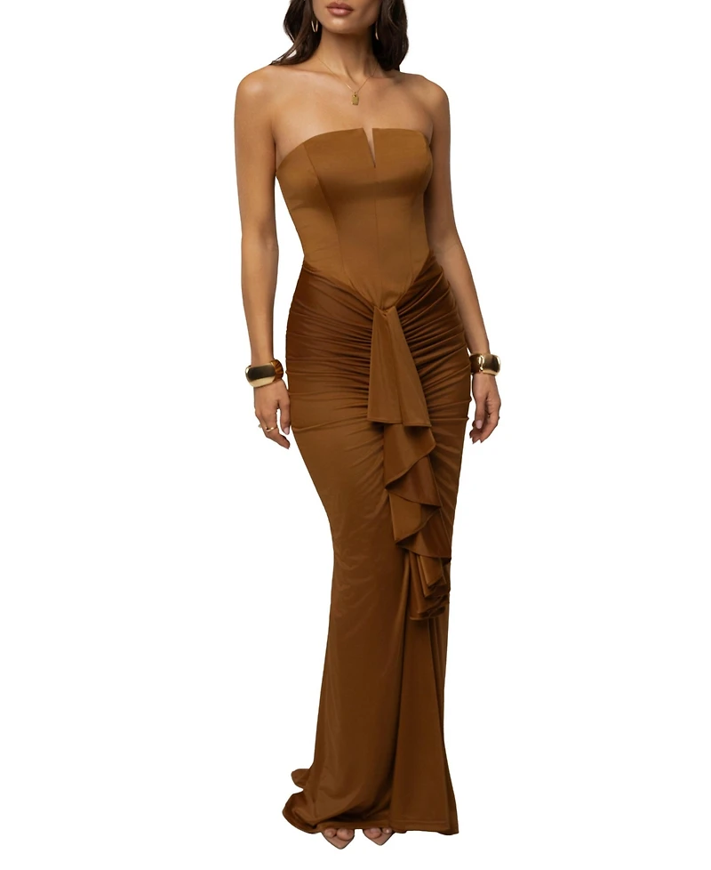 Jluxlabel Women's Isabella Strapless Ruched Maxi Gown