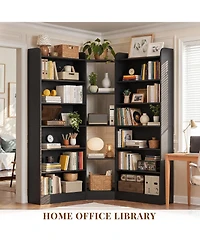Aheaplus 71" Tall Corner Bookshelf with 15 Shelves, 7-Tiers L-Shaped Bookcase