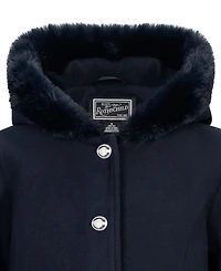 S Rothschild & Co Girls' 7-16 Long-Sleeve Hooded Fur Trim Coat With Handbag