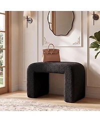 Tribesigns Vanity Stool: Sherpa upholstered ottoman, foot rest for couch, shoe bench, extra seating. No assembly. Black