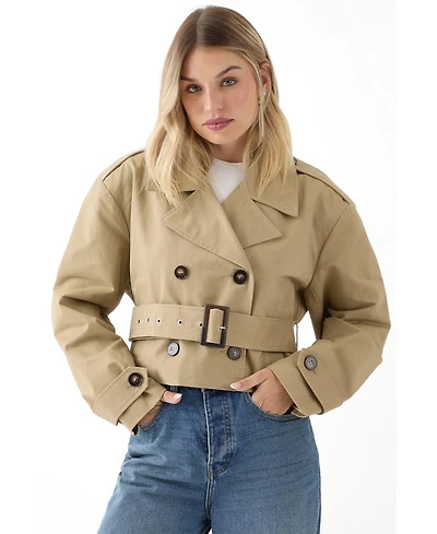 MissPap Women's Tailored Cropped Trench Coat