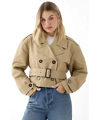 MissPap Women's Tailored Cropped Trench Coat