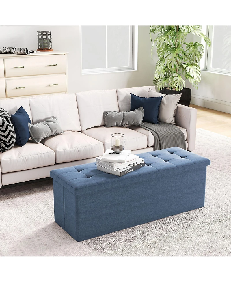 sumyeg 43-Inch Folding Storage Ottoman Bench with Padded Seat for Bedroom or Entryway
