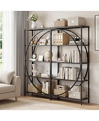 Costway 5-Tier Bookshelf, 65" Tall Industrial Etagere Bookcase with Half-Moon Shape