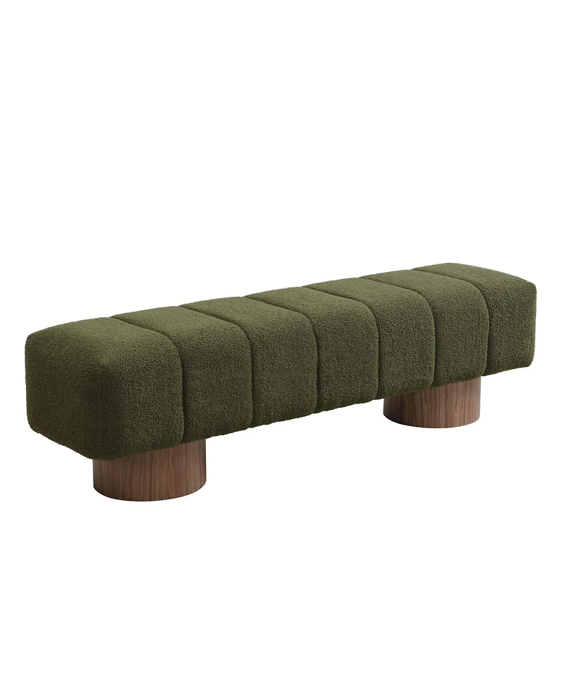 sumyeg Upholstered Dining Bench for Bedroom Entryway or Living Room with Boucle Fabric,300lbs Capacity
