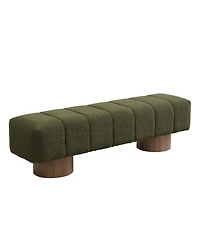sumyeg Upholstered Dining Bench for Bedroom Entryway or Living Room with Boucle Fabric,300lbs Capacity