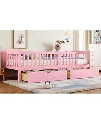 Streamdale Furniture Platform Bed with Storage and Guardrails
