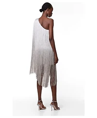 Karen Millen Women's One-Shoulder Fringe Mini Dress