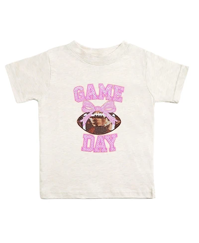 Sweet Wink Toddler Girls 2T- 4T Game Day Sequin Patch Short Sleeve T-Shirt