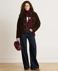Lauren Ralph Women's Pleather Trim Sherpa Jacket