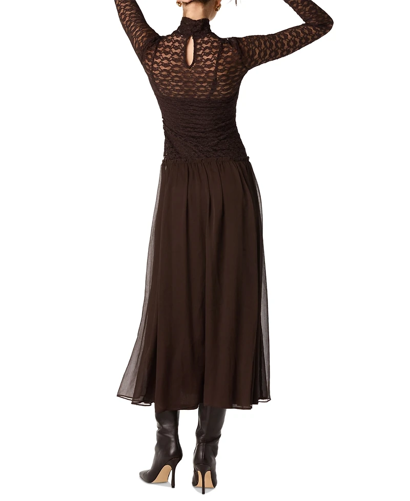 Astr the Label Women's Mixed-Media Lace Bodice Maxi Dress