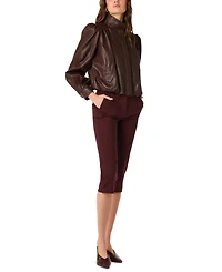 Astr the Label Women's Faux Leather Cropped Bomber Jacket