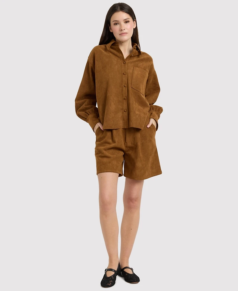 En Saison Women's Pleated Mid-Rise 4-Pocket Shorts