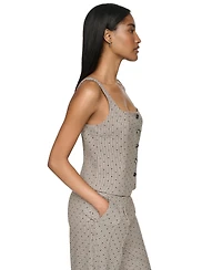 Dkny Women's Front-Button Flocked Vest Top