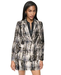 Dkny Women's Distressed City Plaid Notch Collar Jacket