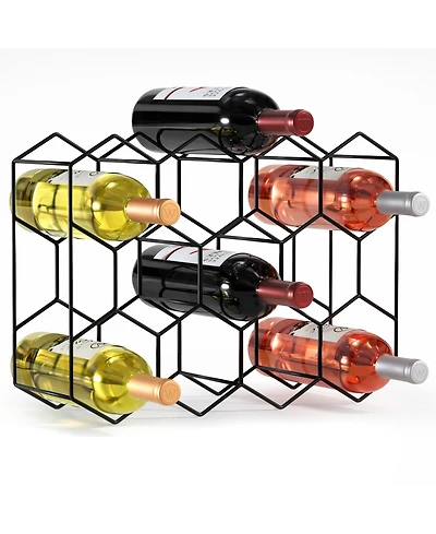Sorbus Stackable 14 Bottle Honeycomb Design Metal Wine Rack - Cabinet, Pantry, Bar and More