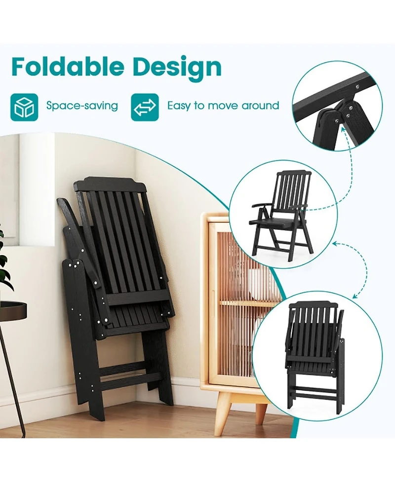 Yiortwo Foldable Hdpe Patio Dining Chair with Armrest 300 Lbs All Weather Outdoor Folding Chair