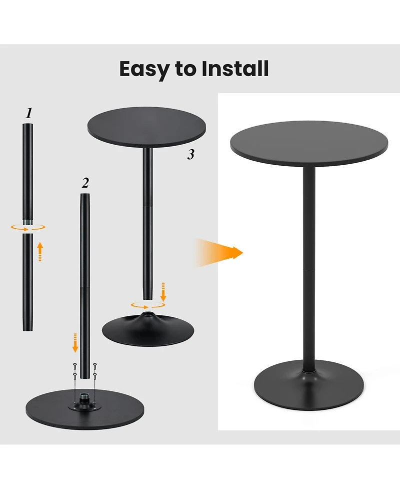 Sugift 1 Piece Modern Round Cocktail Table with Metal Base