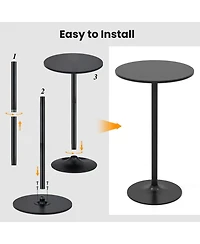 Sugift 1 Piece Modern Round Cocktail Table with Metal Base