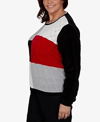 Alfred Dunner Plus Classic Textured Chenille Colorblock Sweater