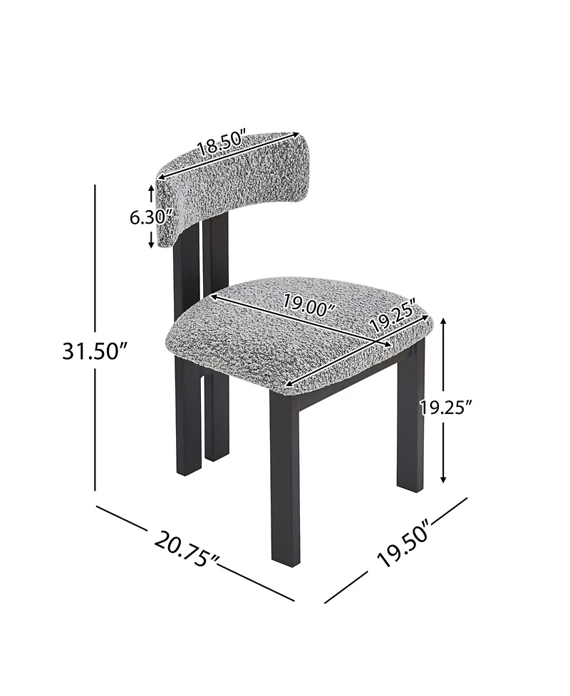 Boyel Living 2-Piece Modern Armless Dining Chairs, Metal Legs, Minimalist Kitchen Chairs