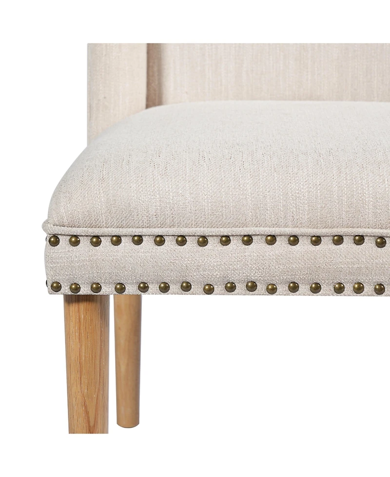 Boyel Living 2-Piece Wingback Dining Chairs, Fabric with Rivets and Rubberwood Legs, Vintage Upholstered