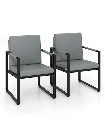 Yiortwo Set of 2 Outdoor Lounge Chairs with Cushions and Metal Frame