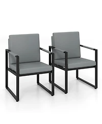 Yiortwo Set of 2 Outdoor Lounge Chairs with Cushions and Metal Frame