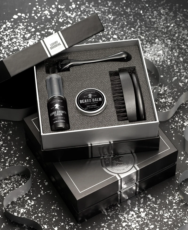 Lovery Men Beard Growth Gift Set for Men - 6pc Beard Care Set