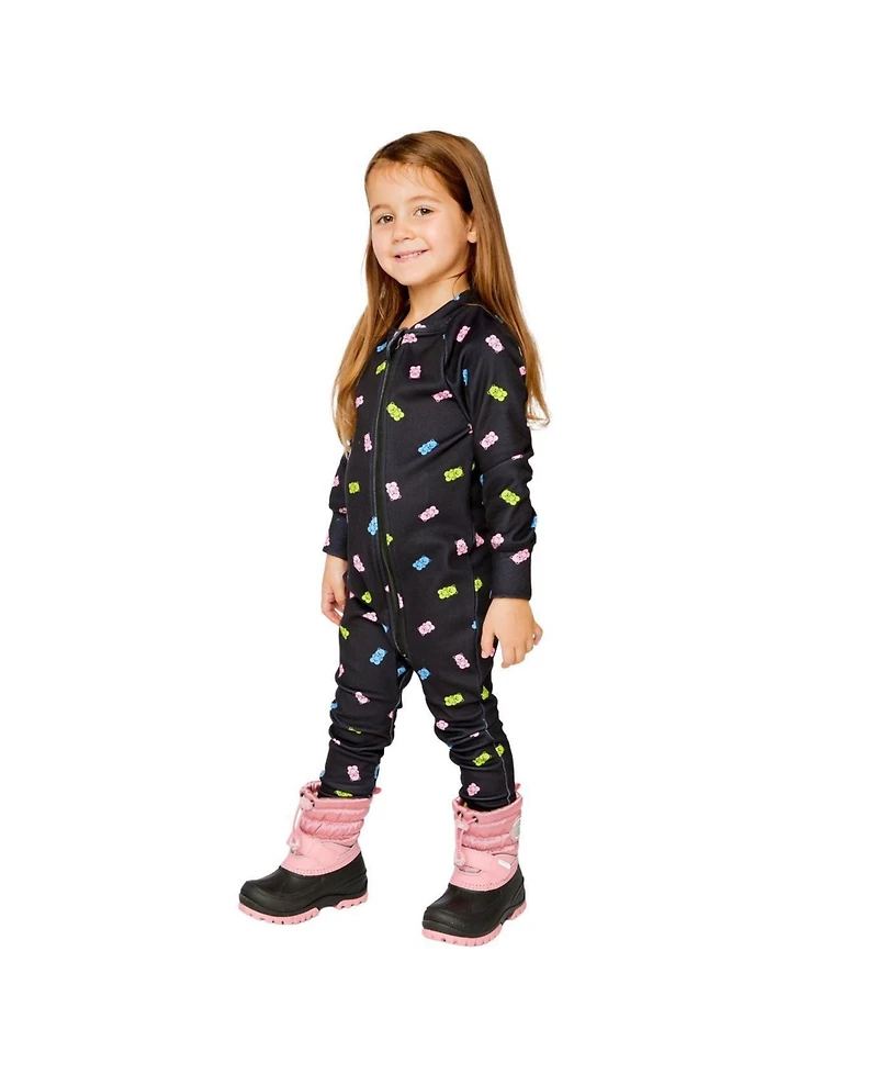 Deux par Deux Toddler Girl One Piece Thermal Underwear Printed Gummy Bears