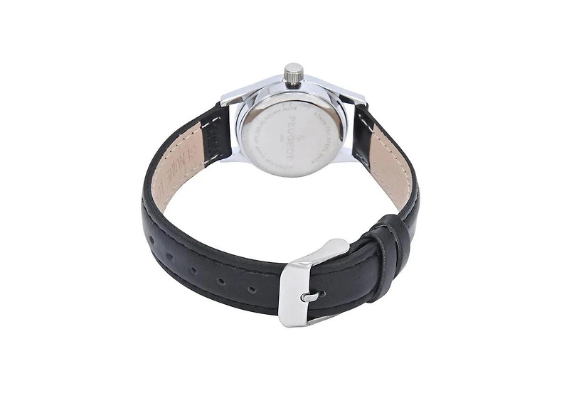 Peugeot Women s Silver Dial Nurses Sport Calendar Wristwatch Easy Reader with Black Band