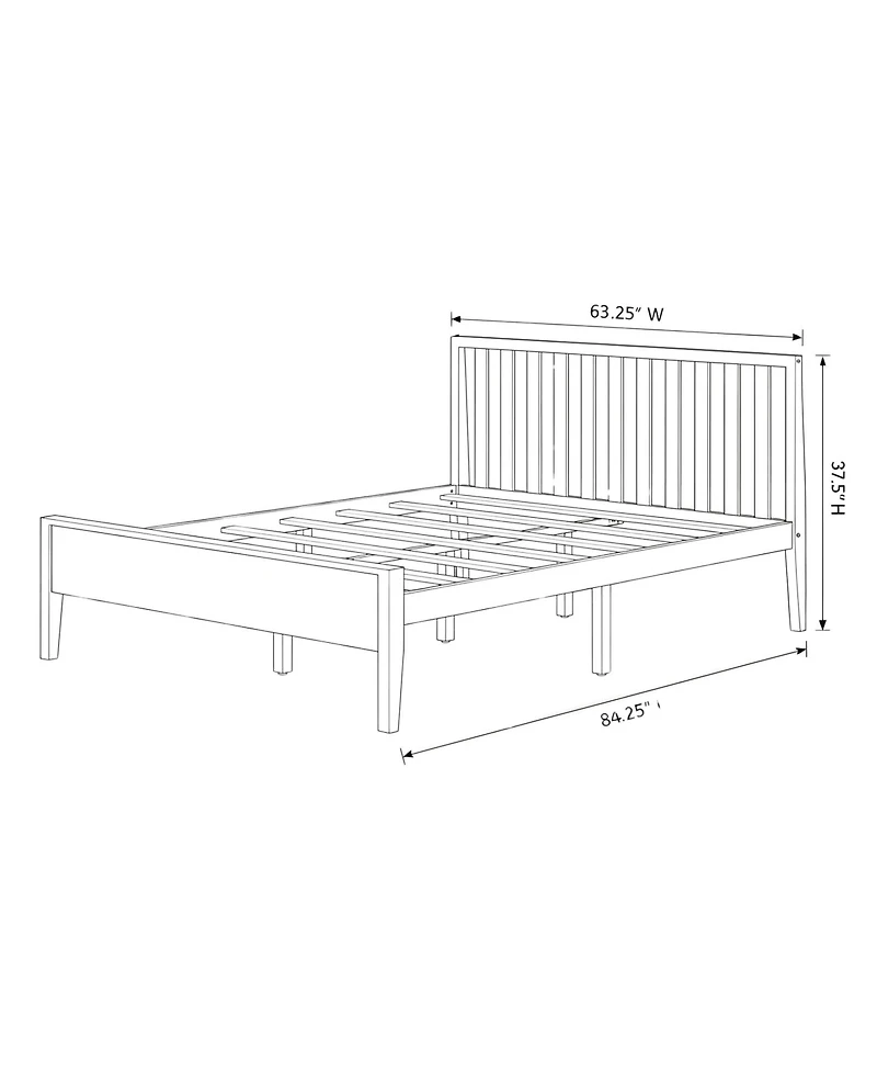 Sunset Living Furniture Scandinavian Queen-Size Bed with Slatted Headboard