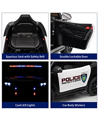 homfan 12V Licensed Toyota Police Ride On Car, 4WD, Remote Control, Led Lights, Music, Spring Suspension, Safety Belt, Truck Bed Storage