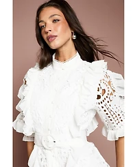 Coast Women's Lace-Ruffle Belted Midi Dress