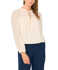 Vince Camuto Women's Split Neck Long-Sleeve Bubble Hem Blouse